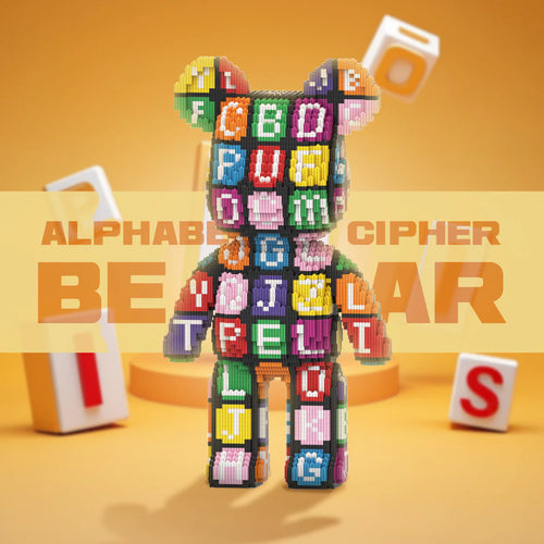Animal Letter Pattern Bear Micro Building Blocks for Adults (6800 PCS), Bear Bricks Set Creative Home & Office Decor, Collectible Display Model Gift for Adults and Kids
