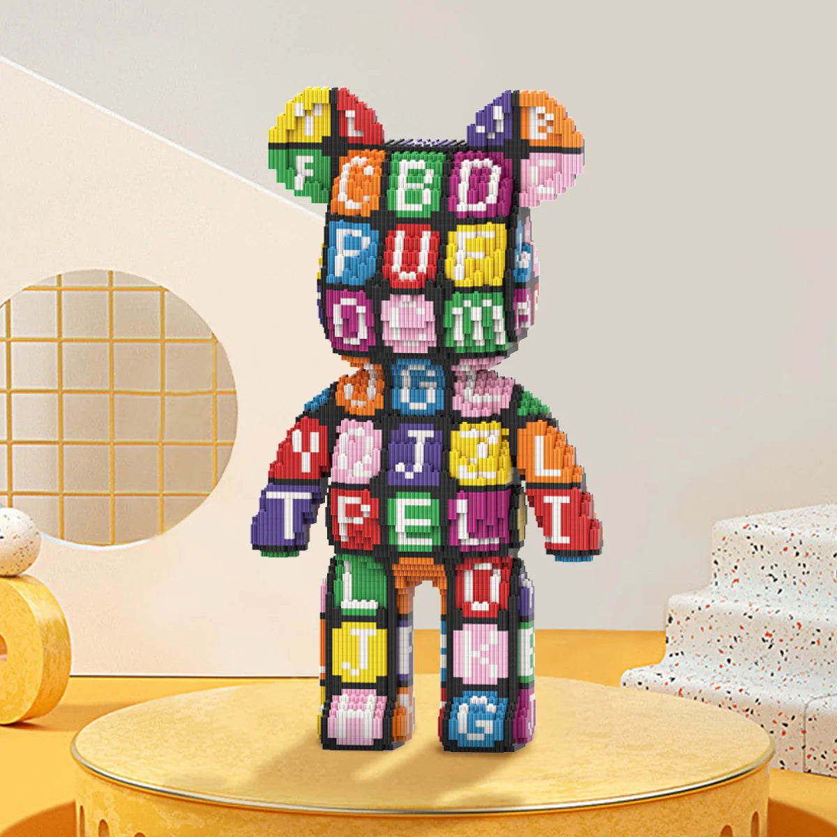 Animal Letter Pattern Bear Micro Building Blocks for Adults (6800 PCS), Bear Bricks Set Creative Home & Office Decor, Collectible Display Model Gift for Adults and Kids