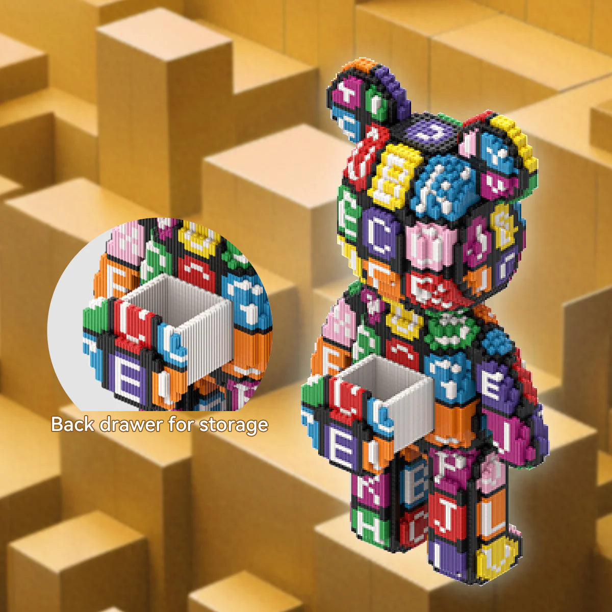 Animal Letter Pattern Bear Micro Building Blocks for Adults (6800 PCS), Bear Bricks Set Creative Home & Office Decor, Collectible Display Model Gift for Adults and Kids